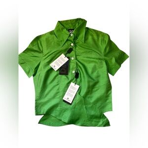 D&G Women Vibrant Green Button Down Shirt